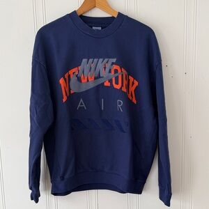 Nike Men's Blue and Orange New York Crewneck Sweatshirt